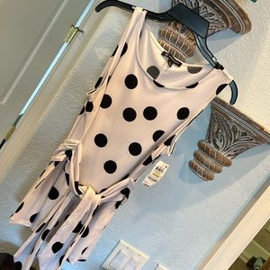 INC classic white/black polka dot blouse
